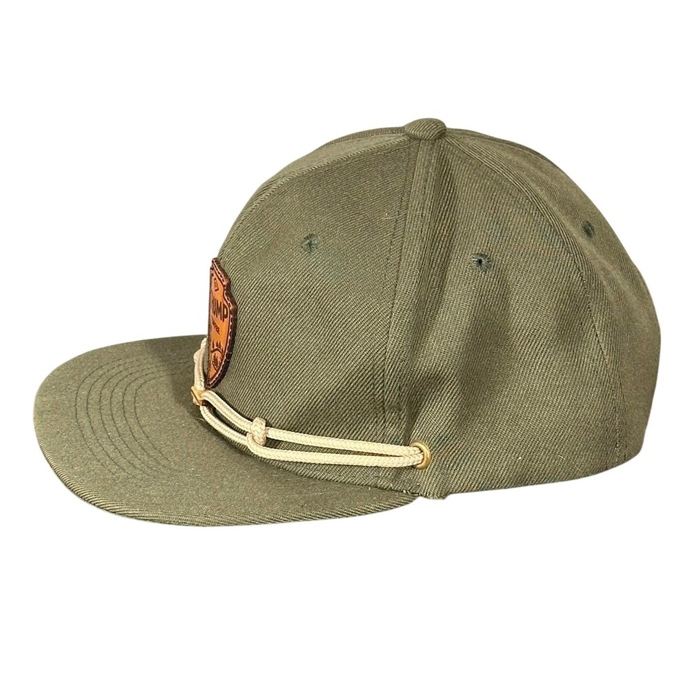 Thump Coffee Snapback Hat Adjustable Olive Green Leather Patch Rope Detail Cap - Picture 3 of 13